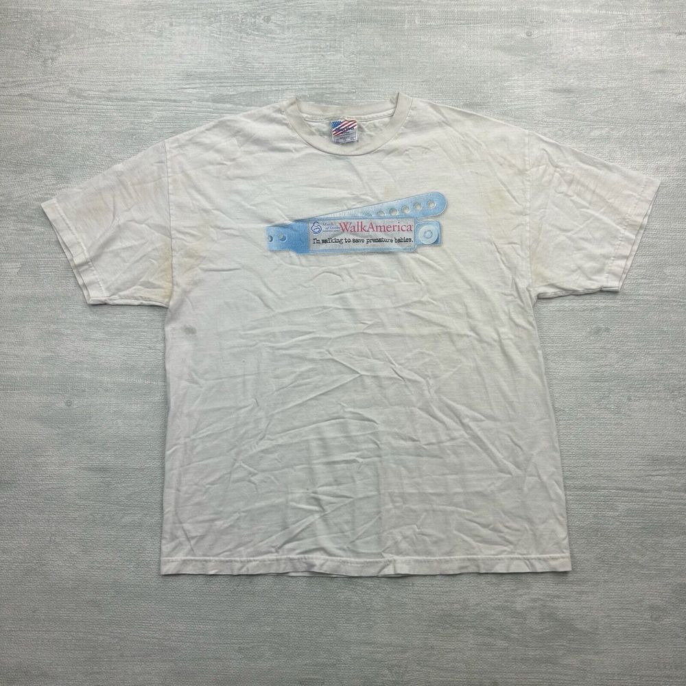 Vintage March of‎ Dimes Shirt Adult XL White Walk to Save Babies Marathon Race